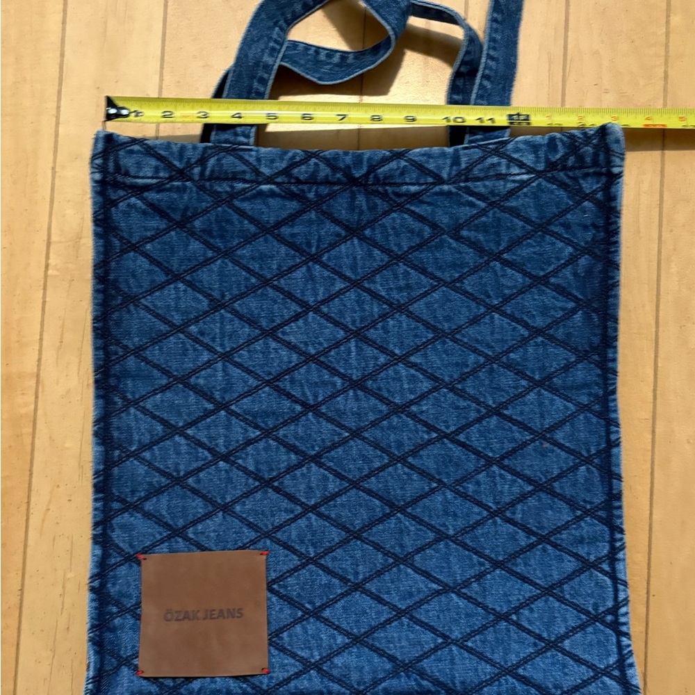 Blue Quilted Denim Tote Bag